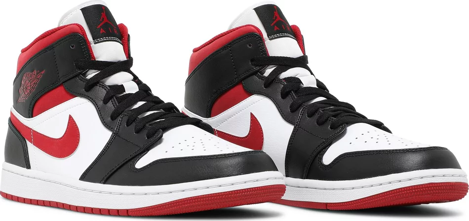 Air jordan 1 mid black and red hotsell