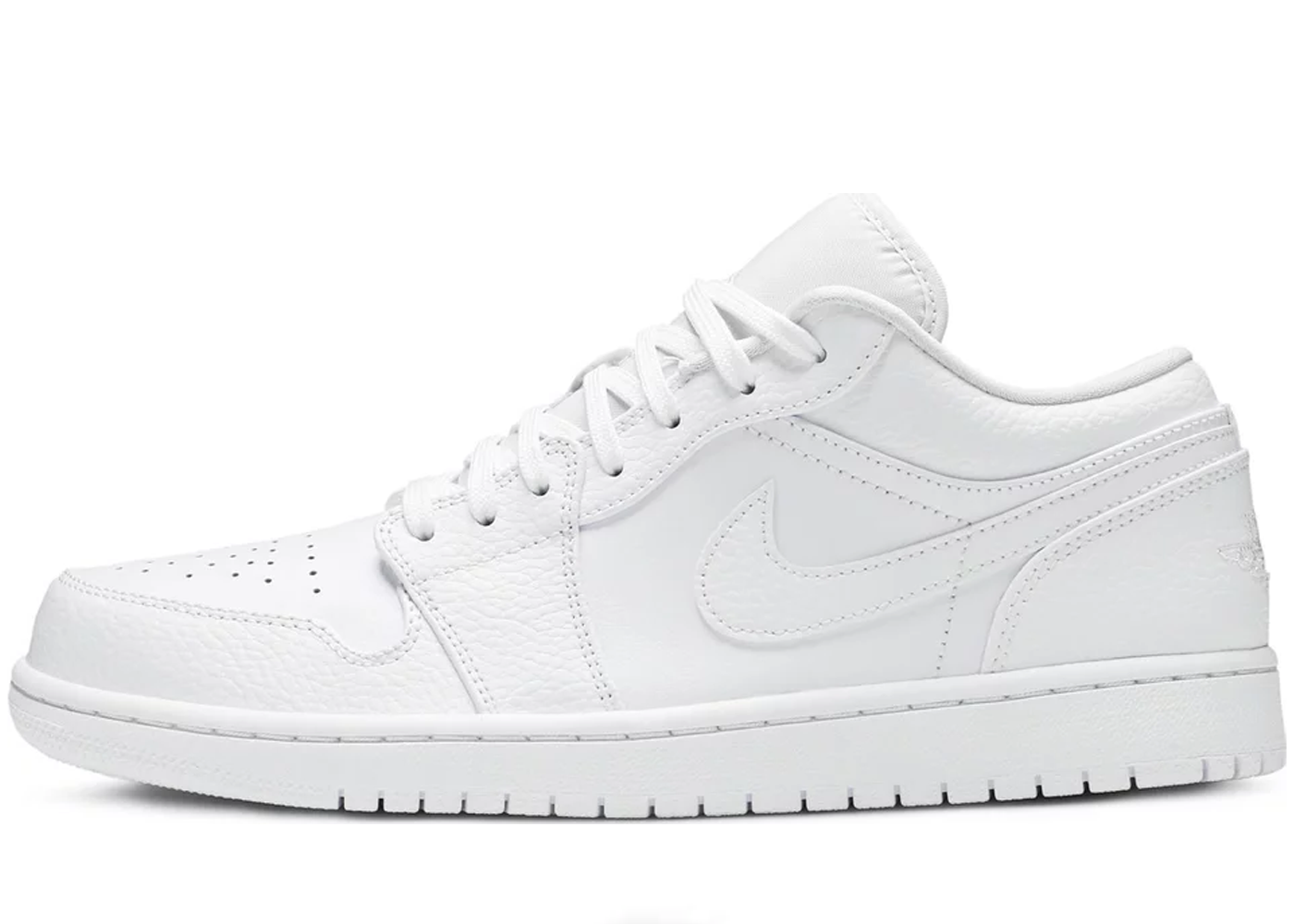 Air Jordan 1 Low Triple White Tumbled Leather | DROPJUST.COM