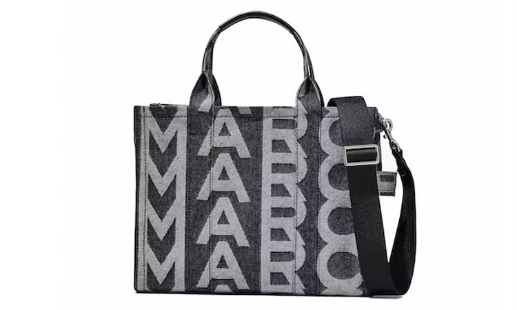 Marc Jacobs The Monogram Denim Medium Tote Bag Black | DROPJUST.COM